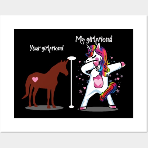 your girlfriend my girlfriend unicorns Wall Art by Xizin Gao